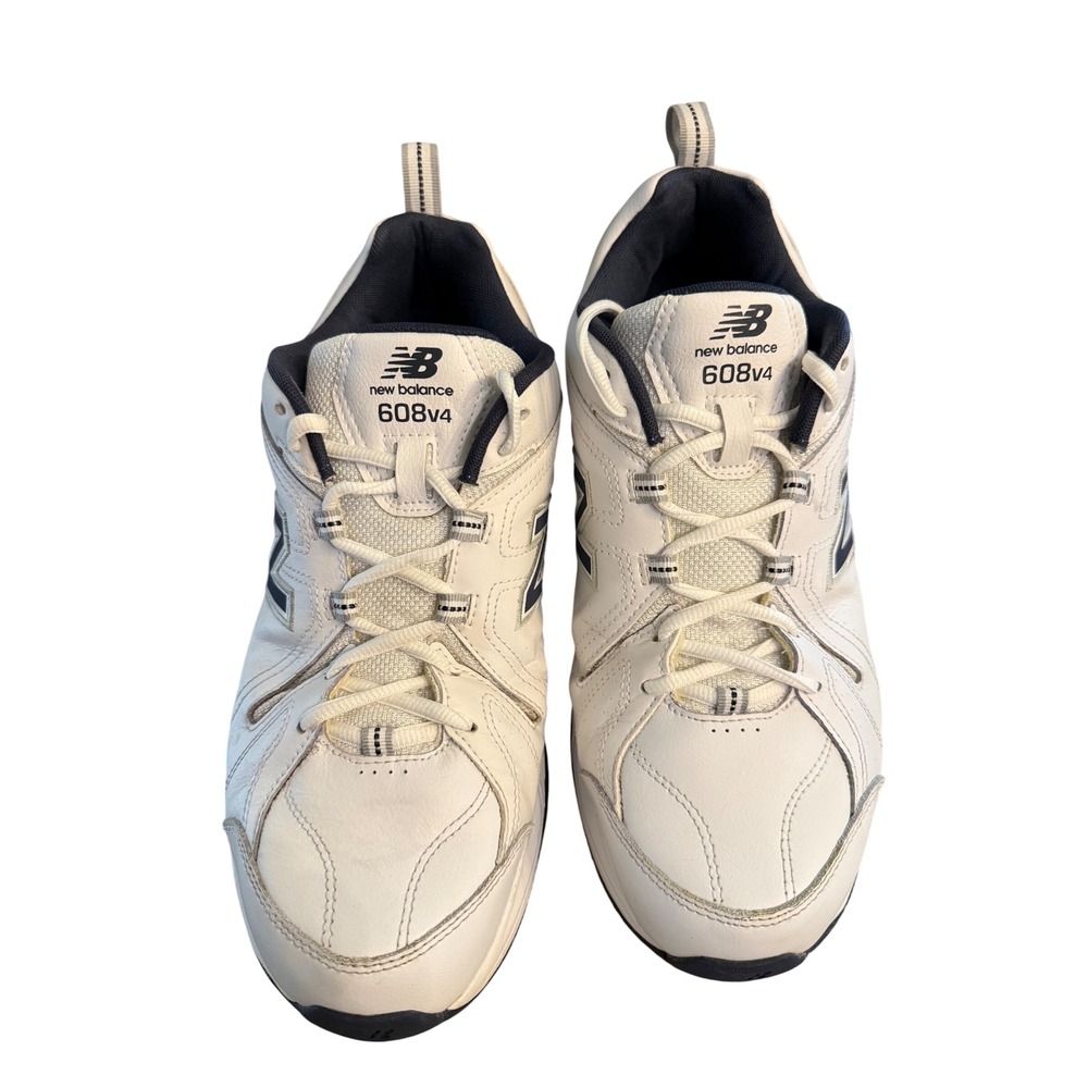 New Balance 608v4 Mens White Navy Leather Training Shoes MX608V4W Size 12 4E